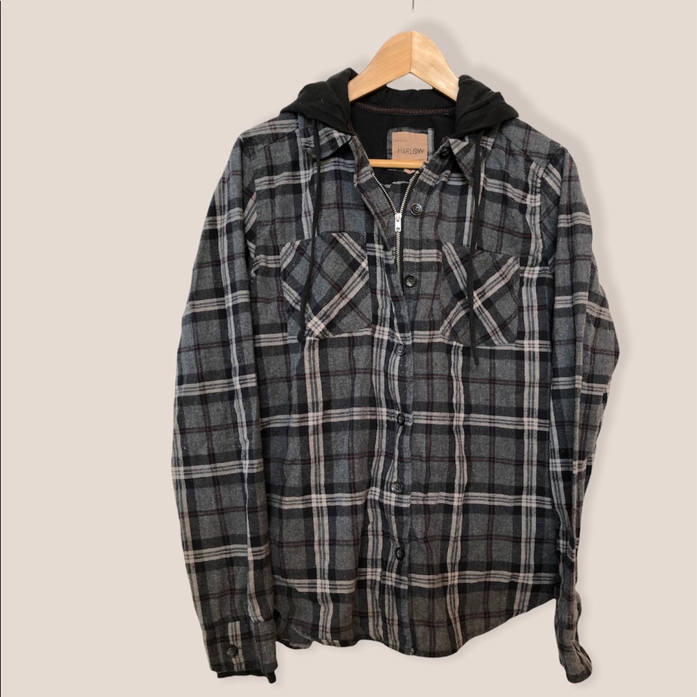 Girls Harlow Plaid Shirt/Jacket with Hoodie